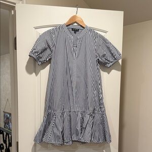 J. Crew Black and White Striped Casual Dress